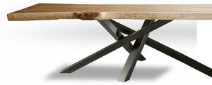 HOME22 Jídelní stůl SHANGHAI z masivu a oceli Materiál: dub, Barva podnoží: bílá, délka desky: 180 cm