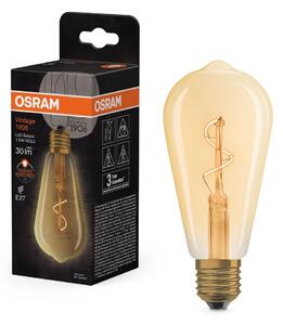 Vintage LED žárovka 1906 Edison Spiral Filament, 1.8W, Teplá bílá, Zlatá, E27