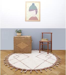 Bílo-hnědý bavlněný ručně vyrobený koberec Nattiot Come, ø 120 cm