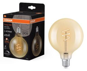 Zlatá Vintage LED žárovka Spiral Filament, 4.9W, Teplá bílá