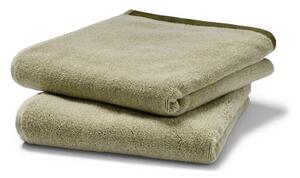 Kvalitní žakárové ručníky, 2 ks, pískově a mechově zelené