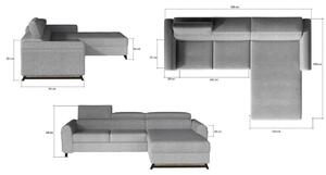 ELTAP MARIALL rozkládací sedací souprava s úložným prostorem béžová 300 x 69 - 98 x 190 cm