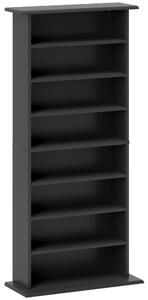 HOMCOM Knihovna s 8 policemi pro 360 CD s moderním designem, CD regál z dřevotřísky, 58x24x124,5 cm, černá | Aosom