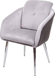 Jídelní židle HWC-G48, kuchyňská židle čalouněná židle křeslo, Imitace kůže samet s područkami MVG-certifikát šedá