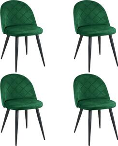4x Čalouněná prošívaná velurová židle SJ.077 Butel Green