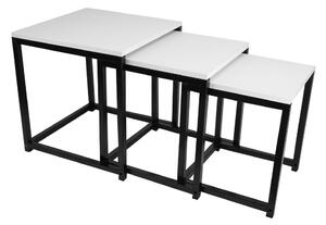 Set 3 konferenčních stolků, bílá matná/černá, KASTLER NEW TYP 3