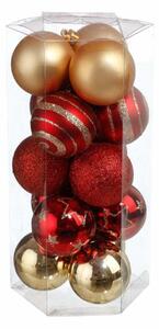 Vánoční koule LUSS DECO, červená a zlatá barva, sada 15 ks