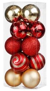 Vánoční koule LUSS DECO, červená a zlatá barva, sada 15 ks
