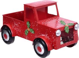 Červené auto kovové vánoční dekorace 14 cm