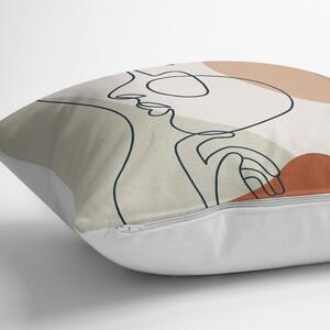 Sada 3 dekorativních povlaků na polštáře Minimalist Cushion Covers Woman Face, 45 x 45 cm