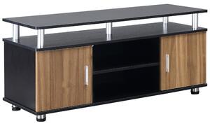 HOMCOM TV stolek pro TV až do 50'' s polici a skříňkami, TV skříň do obývacího pokoje a lounge v dřevě a hliníku, 120x40x52,2cm | Aosom