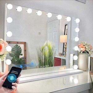 Hollywood Mirror - Zažehlené zrcadlo - Make-up Aplikace - S Bluetooth reproduktor - 80x58cm - White