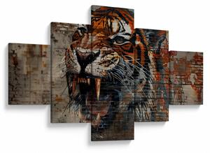 Obraz - Tygr z cihel (125x70 cm)