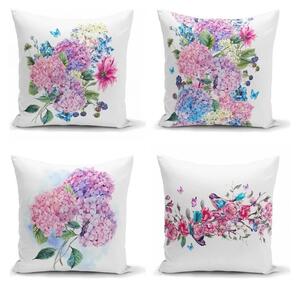 Sada 4 dekorativních povlaků na polštáře Minimalist Cushion Covers Purple Pink, 45 x 45 cm
