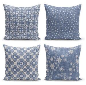 Sada 4 dekorativních povlaků na polštáře Minimalist Cushion Covers Minimalist Drawing Blue, 45 x 45 cm