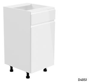 Kuchyňská skříňka dolní kombinovaná YARD D40S1, 40x82x47, bílá/šedá lesk, pravá