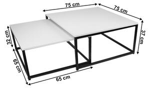 Set dvou konferenčních stolků, matná bílá / černá, KASTLER NEW TYP 1