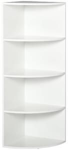 HOMCOM Rohová Knihovna 4 Police Dřevo 39,5x39,5x120cm Bílá | Aosom