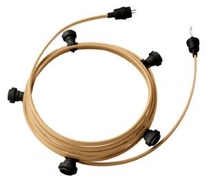 Creative cables Hotový světelný řetěz LUMET 7,5 m je sestavený z 5 černých objímek, háčku a zástrčky Barva kabelu: Neutrální - CN06