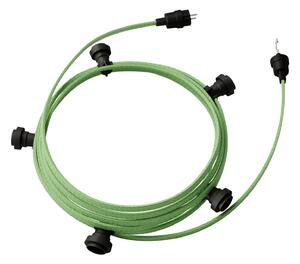 Creative cables Hotový světelný řetěz LUMET 7,5 m je sestavený z 5 černých objímek, háčku a zástrčky Barva kabelu: Zelený mix - CX08