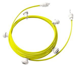 Creative cables Hotový světelný řetěz LUMET 7,5 m je sestavený z 5 bílých objímek, háčku a zástrčky Barva kabelu: Neonově žlutá - CF10