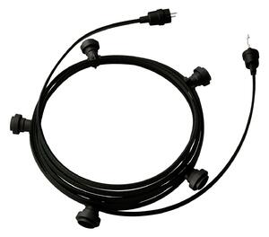 Creative cables Hotový světelný řetěz LUMET 7,5 m je sestavený z 5 černých objímek, háčku a zástrčky Barva kabelu: Azurová - CM17