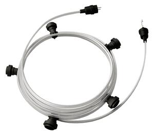 Creative cables Hotový světelný řetěz LUMET 7,5 m je sestavený z 5 černých objímek, háčku a zástrčky Barva kabelu: Stříbrná - CM02