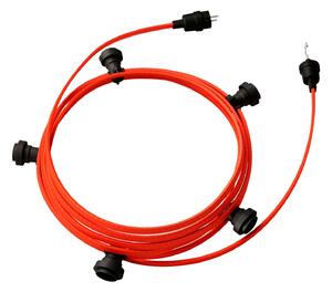 Creative cables Hotový světelný řetěz LUMET 7,5 m je sestavený z 5 černých objímek, háčku a zástrčky Barva kabelu: Neonově oranžová - CF15