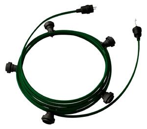 Creative cables Hotový světelný řetěz LUMET 7,5 m je sestavený z 5 černých objímek, háčku a zástrčky Barva kabelu: Tmavě zelená - CM21
