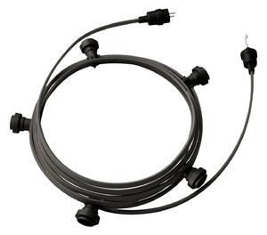 Creative cables Hotový světelný řetěz LUMET 7,5 m je sestavený z 5 černých objímek, háčku a zástrčky Barva kabelu: Šedá - CM03