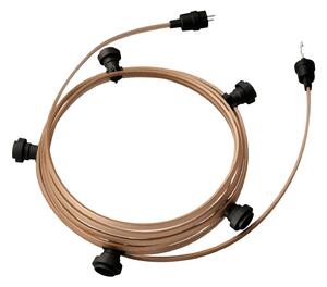 Creative cables Hotový světelný řetěz LUMET 7,5 m je sestavený z 5 černých objímek, háčku a zástrčky, IP44 Barva kabelu: Cipria - CM27