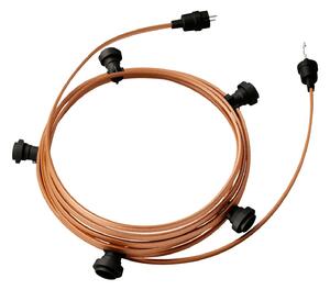Creative cables Hotový světelný řetěz LUMET 7,5 m je sestavený z 5 černých objímek, háčku a zástrčky Barva kabelu: Whisky - CM22