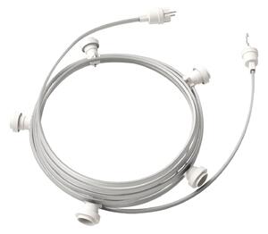 Creative cables Hotový světelný řetěz LUMET 7,5 m je sestavený z 5 bílých objímek, háčku a zástrčky Barva kabelu: Zelený mix - CX08