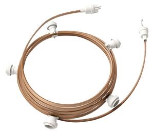 Creative cables Hotový světelný řetěz LUMET 7,5 m je sestavený z 5 bílých objímek, háčku a zástrčky Barva kabelu: Cipria - CM27