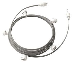 Creative cables Hotový světelný řetěz LUMET 7,5 m je sestavený z 5 bílých objímek, háčku a zástrčky Barva kabelu: Bílo-černá - CZ04