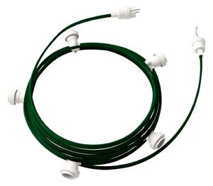 Creative cables Hotový světelný řetěz LUMET 7,5 m je sestavený z 5 bílých objímek, háčku a zástrčky Barva kabelu: Tmavě zelená - CM21