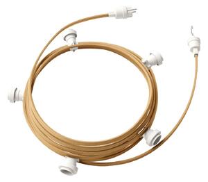 Creative cables Hotový světelný řetěz LUMET 7,5 m je sestavený z 5 bílých objímek, háčku a zástrčky Barva kabelu: Neutrální - CN06