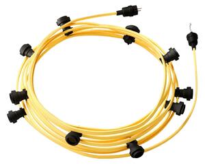Creative cables Hotový světelný řetěz LUMET 12,5 m je sestavený z 10 černých objímek, háčku a zástrčky Barva kabelu: Žlutá - CM10