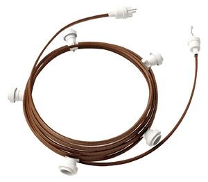 Creative cables Hotový světelný řetěz LUMET 7,5 m je sestavený z 5 bílých objímek, háčku a zástrčky Barva kabelu: Černá-whisky - CZ22