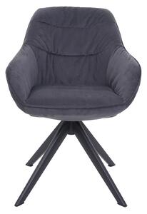 Jídelní židle HWC-K28, kuchyňská židle čalouněná židle židle s područkami, otočná, kov látka/textil šedá