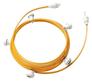 Creative cables Hotový světelný řetěz LUMET 7,5 m je sestavený z 5 bílých objímek, háčku a zástrčky Barva kabelu: Zlatá - CM05