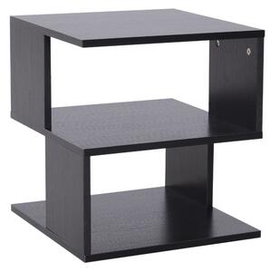 HOMCOM Designový Konferenční Stolek, Bílý Obývací Stolek, 2 Otevřené Poličky, Moderní Design, Konferenční a Obývací Stolek, Dřevo, 40x40x43 cm, Černý