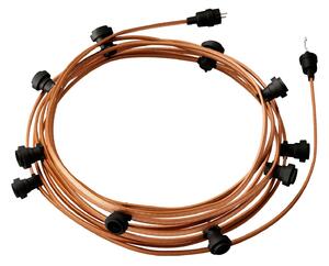 Creative cables Hotový světelný řetěz LUMET 12,5 m je sestavený z 10 černých objímek, háčku a zástrčky Barva kabelu: Whisky - CM22