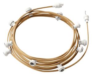 Creative cables Hotový světelný řetěz LUMET 12,5 m je sestavený z 10 bílých objímek, háčku a zástrčky Barva kabelu: Neutrální - CN06