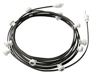Creative cables Hotový světelný řetěz LUMET 12,5 m je sestavený z 10 bílých objímek, háčku a zástrčky Barva kabelu: Šedá - CM03