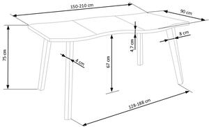 Rozkládací jídelní stůl 150-210 cm Delisa (černá) (pro 6 8 osob). 1049258