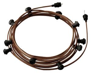 Creative cables Hotový světelný řetěz LUMET 12,5 m je sestavený z 10 černých objímek, háčku a zástrčky Barva kabelu: Černá-whisky - CZ22