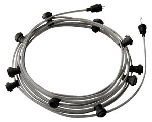 Creative cables Hotový světelný řetěz LUMET 12,5 m je sestavený z 10 černých objímek, háčku a zástrčky Barva kabelu: Bílo-černá - CZ04