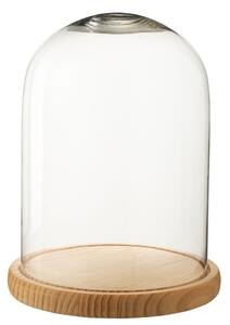 Přírodní dřevěný podnos se skleněným poklopem Bell Jar L - Ø 23*29 cm - J-Line by Jolipa