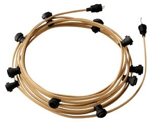 Creative cables Hotový světelný řetěz LUMET 12,5 m je sestavený z 10 černých objímek, háčku a zástrčky Barva kabelu: Neutrální - CN06